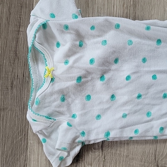 Carter's White & Teal Polka Dot Onesie 3M - Picture 2 of 5